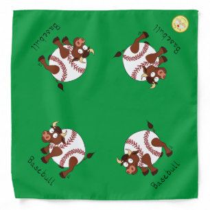 Baseball Cute Kids Cartoon Bull Bandana