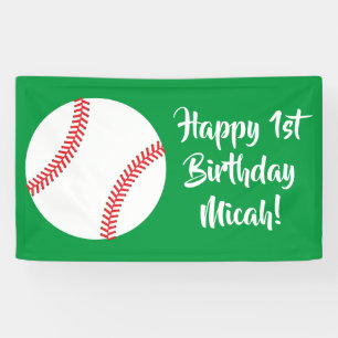 Baseball Cute Sports 1st Birthday Party Banner
