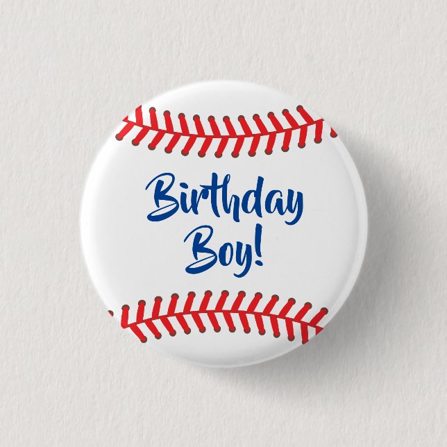 Baseball Cute Sports 1st Birthday Party Button (Front)