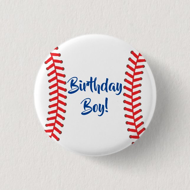 Baseball Cute Sports 1st Birthday Party Button (Front)