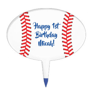 Baseball Cute Sports 1st Birthday Party Cake Topper