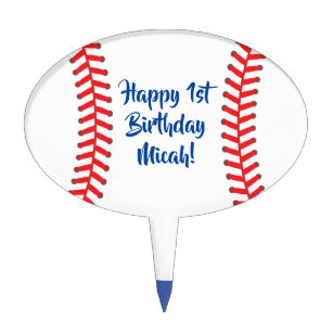 Baseball Cute Sports 1st Birthday Party Cake Topper