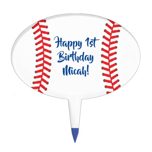 Baseball Cute Sports 1st Birthday Party Cake Topper