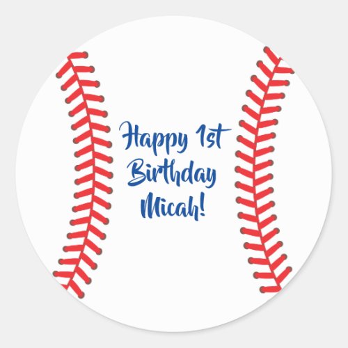 Baseball Cute Sports 1st Birthday Party Classic Round Sticker
