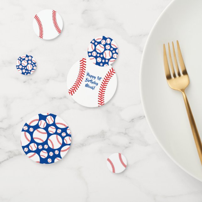 Baseball Cute Sports 1st Birthday Party Confetti (Group)