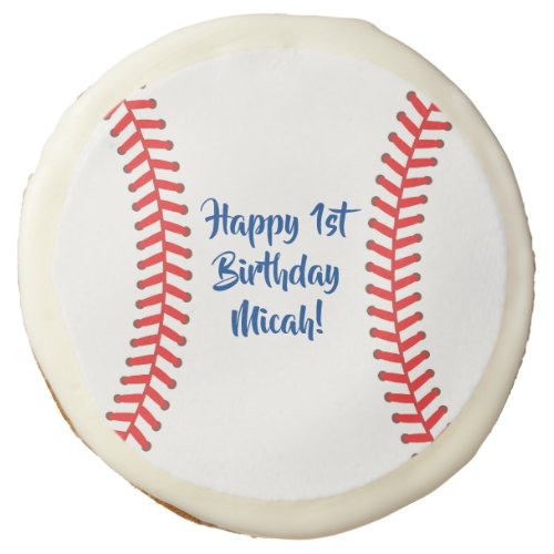 Baseball Cute Sports 1st Birthday Party Sugar Cookie