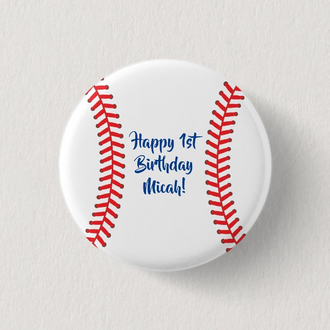 Baseball Cute Sports Kid's Birthday Party Button (Front)