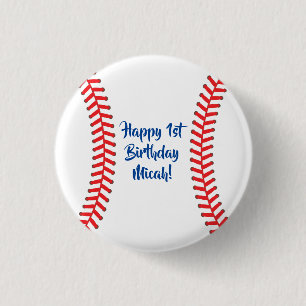 Baseball Cute Sports Kid's Birthday Party Button