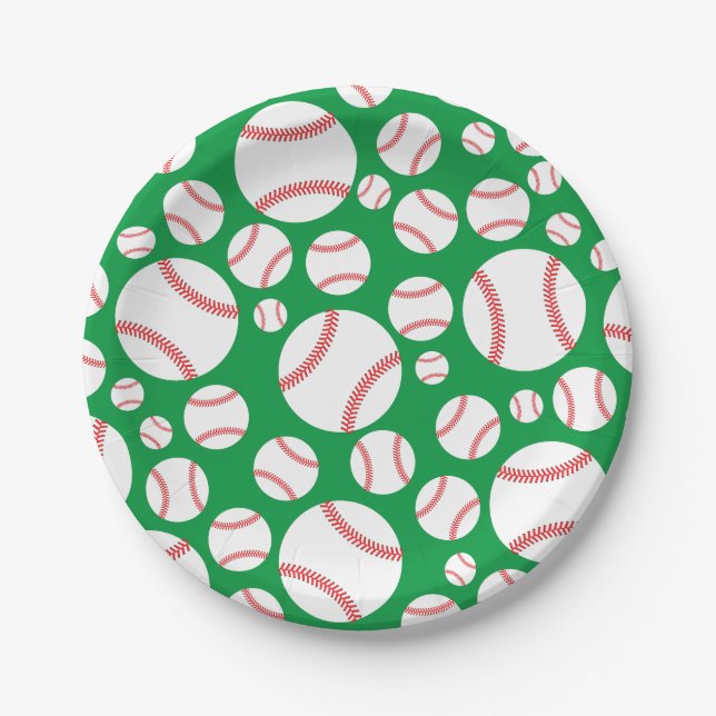 Baseball Cute Sports Kid's Birthday Party Paper Plates (Front)