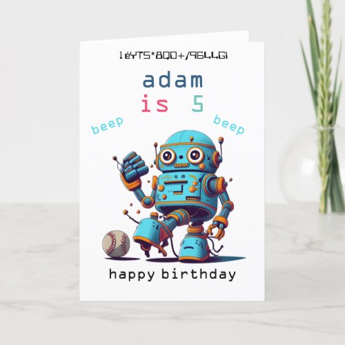 baseball cute vintage retro sci fi Robot Birthday  Thank You Card