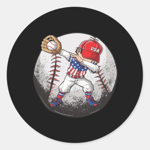 Baseball Dabbing Boy USA Jersey Classic Round Sticker