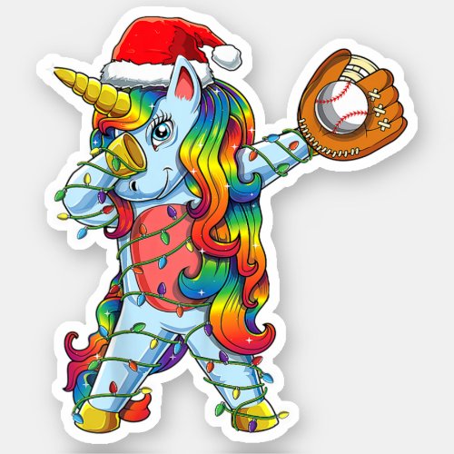 Baseball Dabbing Dad Unicorn Softball Christmas Sticker