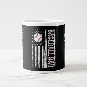 Baseball Dad American Flag Patriotic Father's Day  Giant Coffee Mug