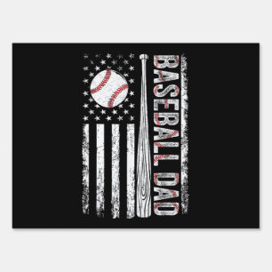 Baseball Dad American Flag Patriotic Father's Day Sign