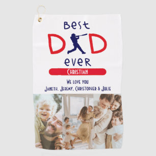 Baseball Dad Best Dad Ever Photo Fathers Day Golf Towel
