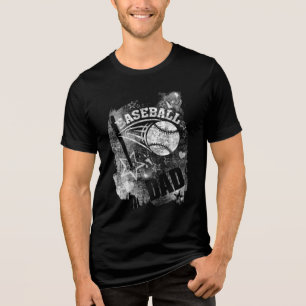 Baseball Dad, Black Grunge Baseball Tri-Blend Shirt