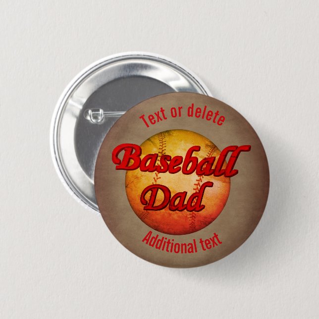 Baseball Dad Cute Personalized Button (Front & Back)