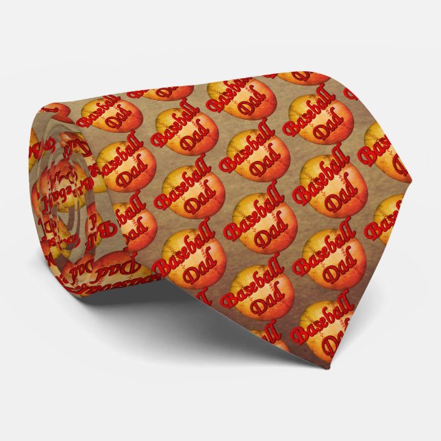 Baseball Dad Design Neck Tie (Rolled)