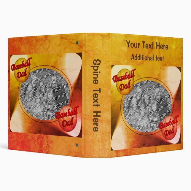 Baseball Dad Design Personalized Photo  3 Ring Binder (Background)