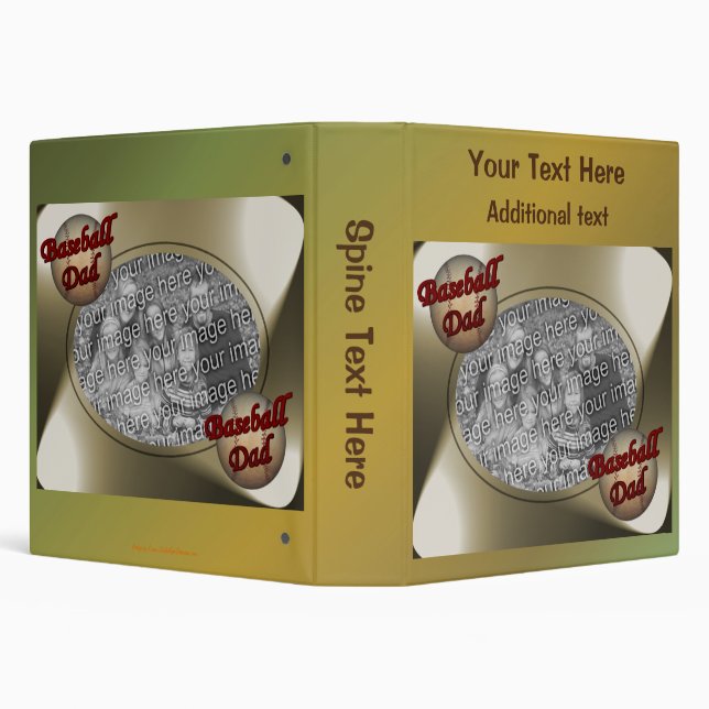 Baseball Dad Design Personalized Photo   3 Ring Binder (Background)