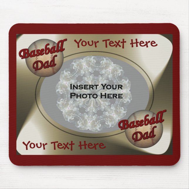 Baseball Dad Design Photo Mouse Pad (Front)