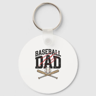 Baseball Dad Distressed Vintage Engraving Shirt De Keychain