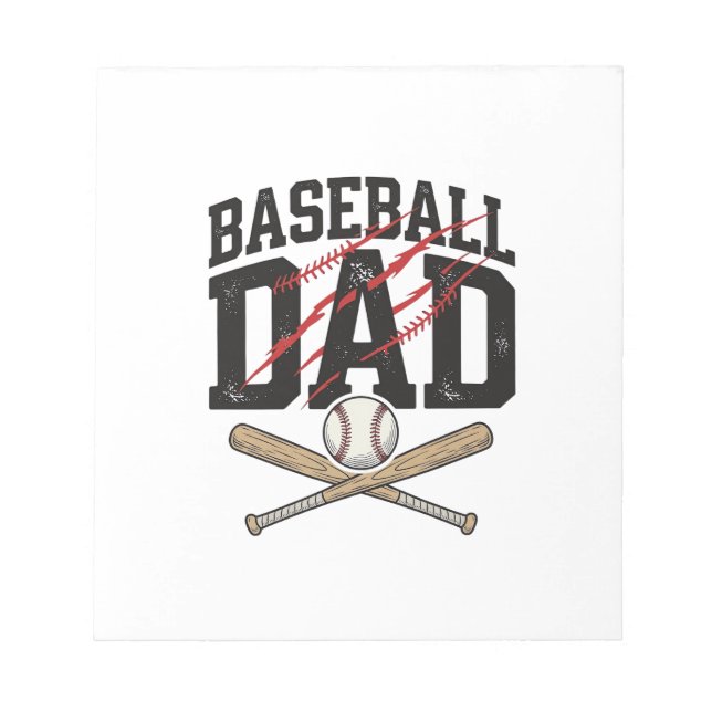 Baseball Dad Distressed Vintage Engraving Shirt De Notepad (Front)