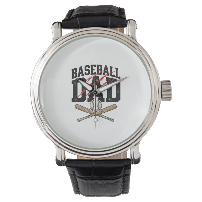 Baseball Dad Distressed Vintage Engraving Shirt De Watch (Front)