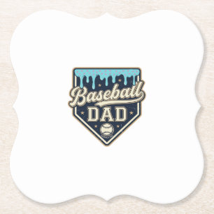 Baseball Dad Drippy Home Plate Vintage Vector Desi Paper Coaster