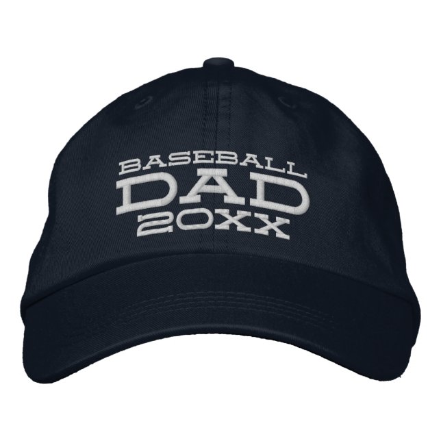 Baseball Dad Edit Year SUPER DAD Embroidered Baseball Cap (Front)