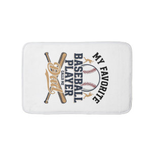 Baseball Dad Favorite Player Vintage Shirt Design_ Bath Mat