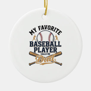Baseball Dad Favorite Player Vintage Shirt Design_ Ceramic Ornament