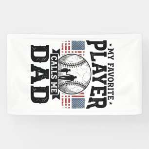 Baseball Dad Favorite Player Vintage Vector Design Banner
