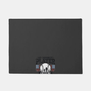 Baseball Dad Favorite Player Vintage Vector Design Doormat