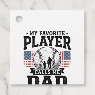 Baseball Dad Favorite Player Vintage Vector Design Favor Tags