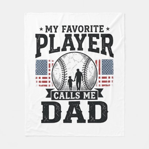 Baseball Dad Favorite Player Vintage Vector Design Fleece Blanket