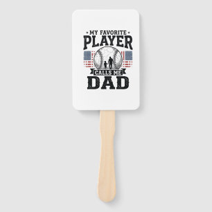 Baseball Dad Favorite Player Vintage Vector Design Hand Fan