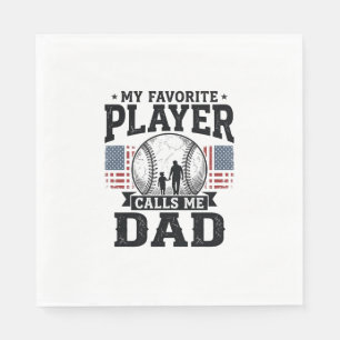 Baseball Dad Favorite Player Vintage Vector Design Napkins