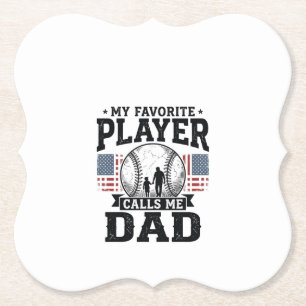 Baseball Dad Favorite Player Vintage Vector Design Paper Coaster