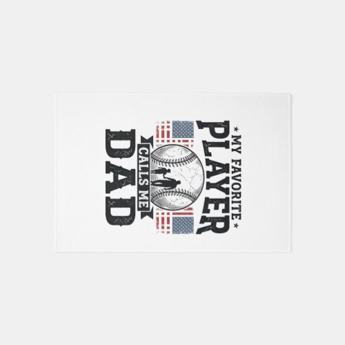 Baseball Dad Favorite Player Vintage Vector Design Rug