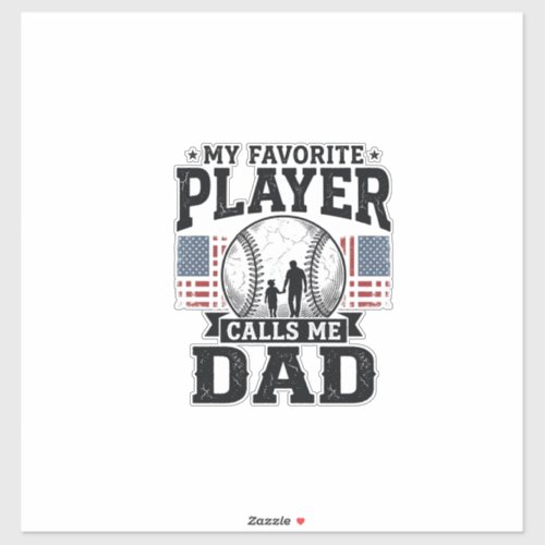 Baseball Dad Favorite Player Vintage Vector Design Sticker