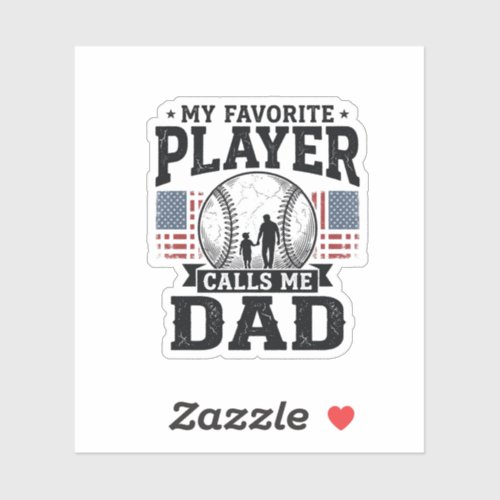 Baseball Dad Favorite Player Vintage Vector Design Sticker