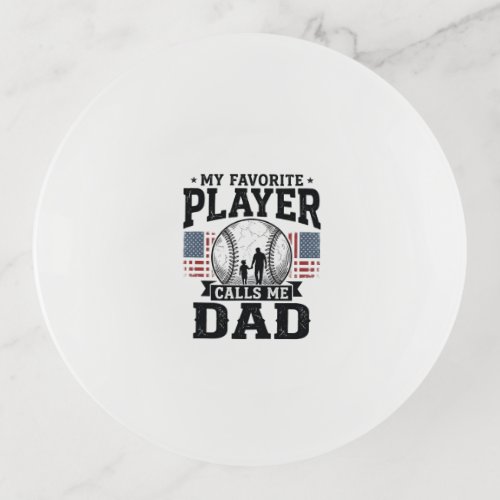 Baseball Dad Favorite Player Vintage Vector Design Trinket Tray