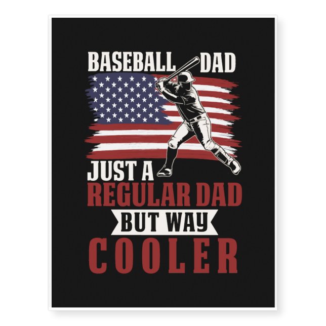 Baseball Dad Humor Funny Baseball Father Temporary Tattoos (Front)