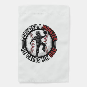 Baseball Dad Monster Vintage Catcher Shirt Design_ Garden Flag