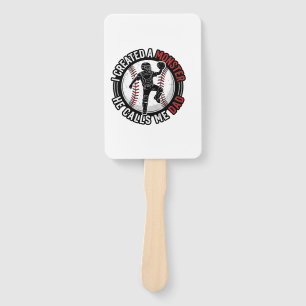 Baseball Dad Monster Vintage Catcher Shirt Design_ Hand Fan