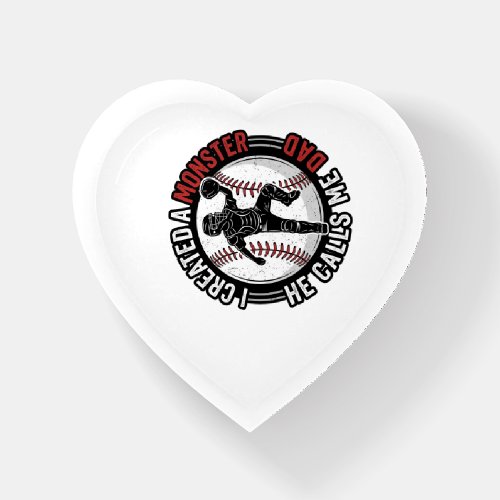 Baseball Dad Monster Vintage Catcher Shirt Design_ Paperweight