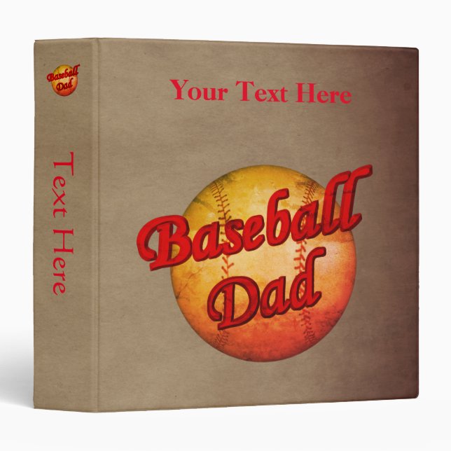 Baseball Dad Personalized 3 Ring Binder (Front/Spine)