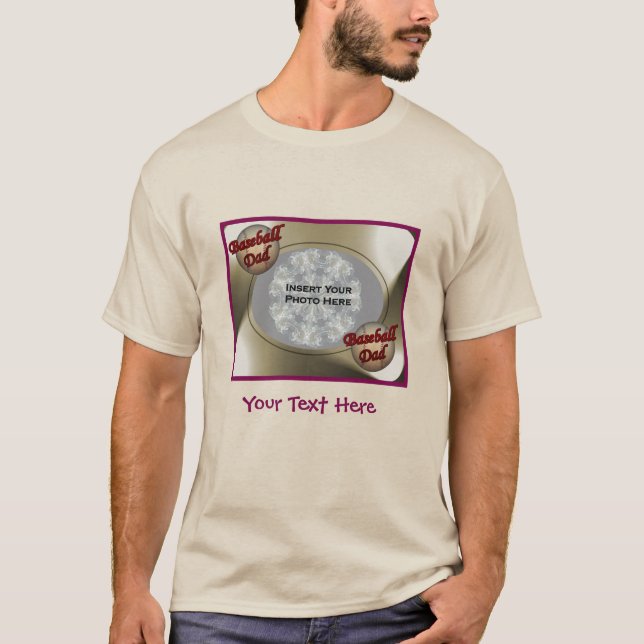 Baseball Dad Photo Frame Personalized T-Shirt (Front)