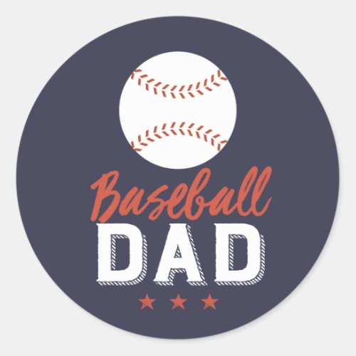 Baseball Dad Proud Father of Sports Player Kid Classic Round Sticker